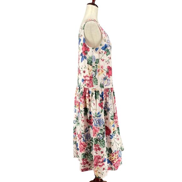 Vtg 80s 90s NOS Brights Creek Cottage Garden Midi Dress Romantic Boho 14? Floral - Picture 2 of 15